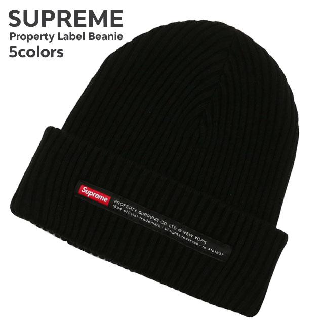 スタイリッシュシンプル Supreme 22FW Property Label Beanie Black