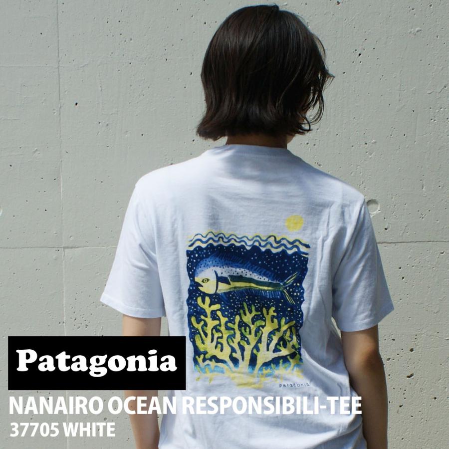 新品 パタゴニア Patagonia Nanairo Ocean Responsibili Tee ナナイロ・オーシャン レスポンシビリティー Tシャツ 37705 WHI(WHITE) アウトドア キャンプ 山 海 サーフィン ハイキング 山登り フェス 半袖Tシャツ patagonia（パタゴニア） 【価格見直しました】 新品 Patagonia