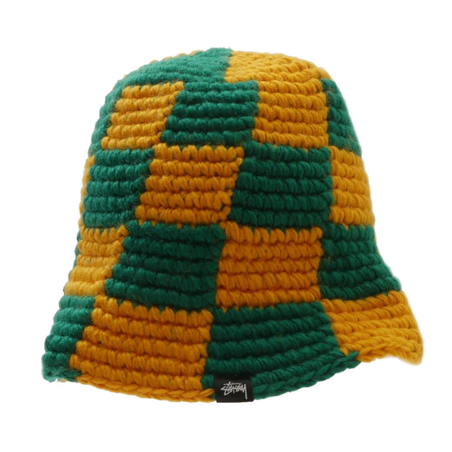 新品 ステューシー STUSSY CHECKER KNIT BUCKET HAT バケット ハット EVERGREEN 252000514015 ヘッドウェア｜essense｜03