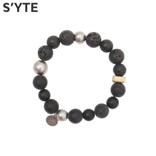S'YTE 新品 サイト ONYX BEAD+LAVA STONE BRACELET オニキス