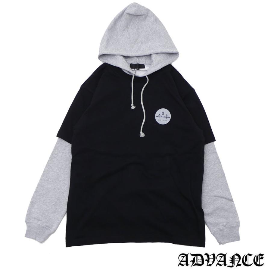 新品 ADVANCE (アドヴァンス)ARS-8030Layered Pullover [プルオーバーパーカー]BLACKxGREY 694-000123-041(SWT/HOODY)｜essense