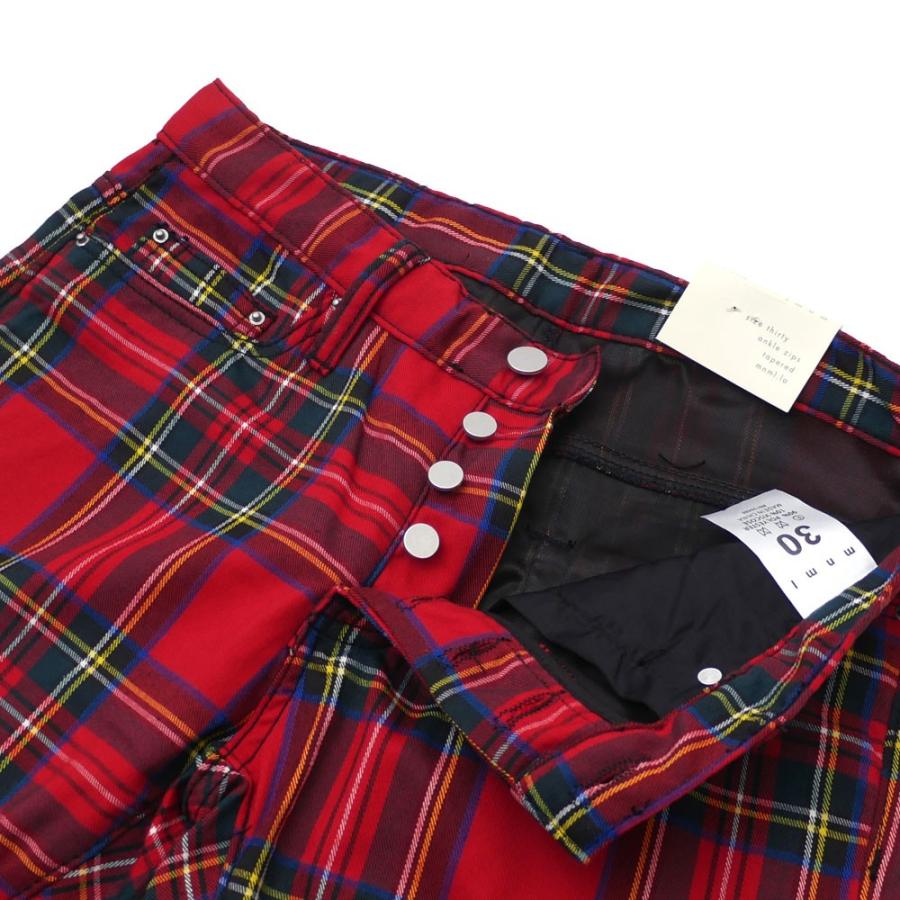 JIMSINN 赤チェック ジップパンツ サイズ32 JIMSINN 赤チェック ジップパンツ サイズ32