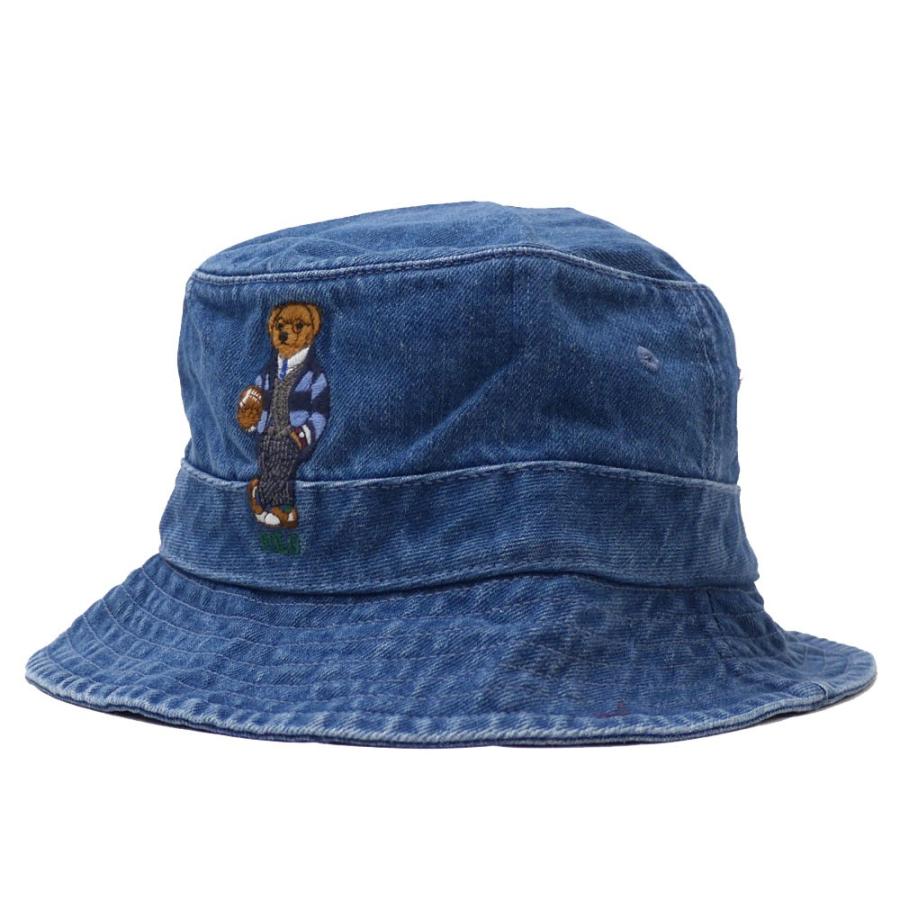 [美品]POLO Ralph Lauren ポロ バケットハット BEARデニム Polo Bear Denim Bucket Hat