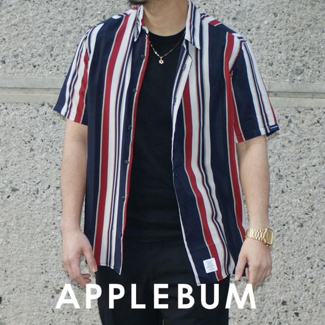 APPLEBUM 半袖ストライプシャツ ネイビー/ホワイト　アップルバム APPLEBUM 新品 アップルバム Stripe S/S Shirt ストライプ 半袖