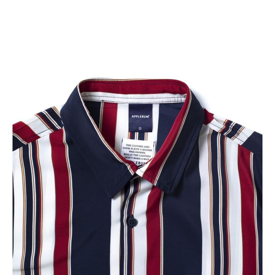 APPLEBUM 半袖ストライプシャツ ネイビー/ホワイト　アップルバム APPLEBUM 新品 アップルバム Stripe S/S Shirt ストライプ 半袖