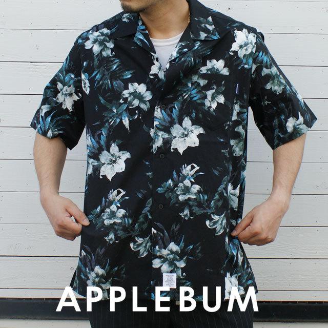 APPLEBUM 半袖シャツ 植物柄 黒 APPLEBUM】“BOTANICAL” ALOHA SHIRT
