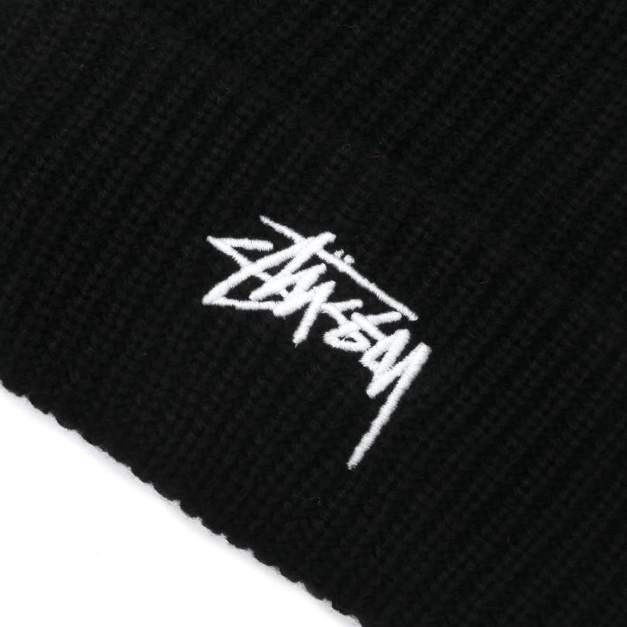 Stussy ロゴ入り 黒ビーニー STUSSY ステューシー ロゴ ビーニー ニットキャップ ブラック系
