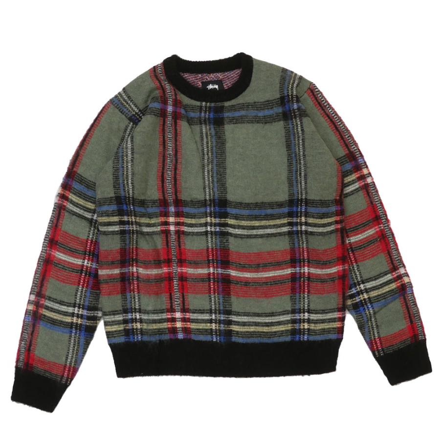 新品 ステューシー STUSSY Plaid Mohair Sweater プレイド モヘア セーター GREEN グリーン 420000484045 TOPS｜essense｜02