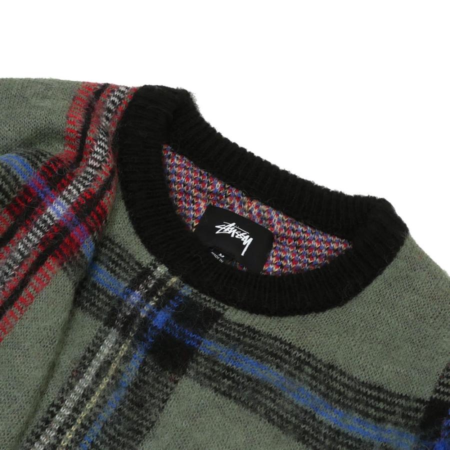 新品 ステューシー STUSSY Plaid Mohair Sweater プレイド モヘア セーター GREEN グリーン 420000484045 TOPS｜essense｜03