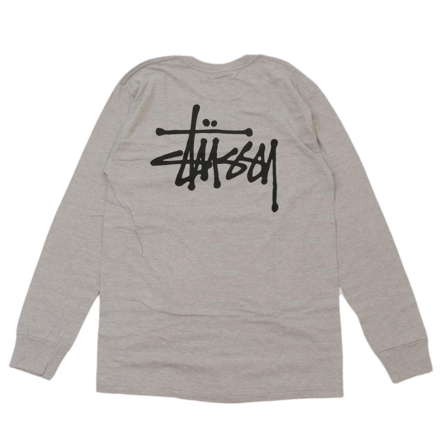 新品 ステューシー STUSSY Basic Stussy L/S Tee ロンティー 長袖Tシャツ ストックロゴ GREY HEATHER グレー 420000495042 TOPS｜essense｜02