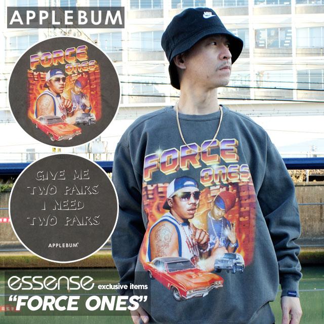 【数量限定特別価格】 新品 アップルバム APPLEBUM essense別注 FORCE ONES Overdyed Crew Sweat クルースウェット VINTAGE BLACK ヴィンテージブラック 黒 SWT/HOODY APPLEBUM（アップルバム） 【価格見直しました】 新品 APPLEBUM