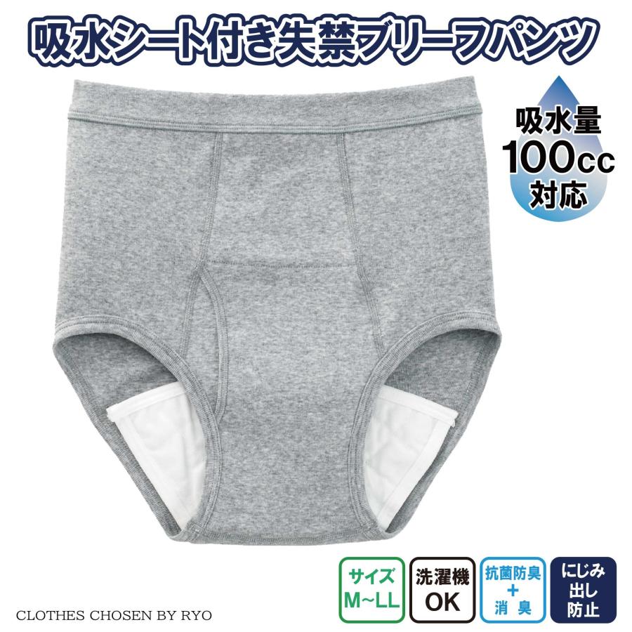 100cc 男性用 失禁ブリーフパンツ 大容量 吸水シート付 M L LL 失禁