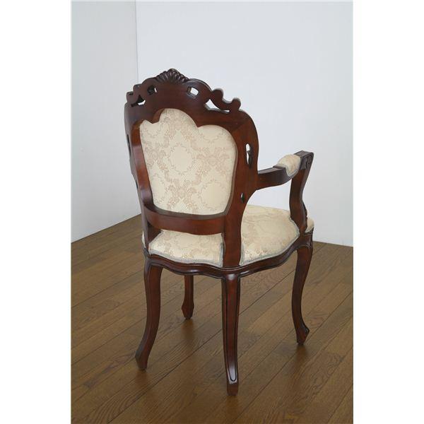 アンティーク調猫足ダイニングチェア 【肘付き】 木製 ホワイト 【完成品】 アンティーク調猫足ダイニングチェア 【肘付き】 木製 ホワイト 【完成