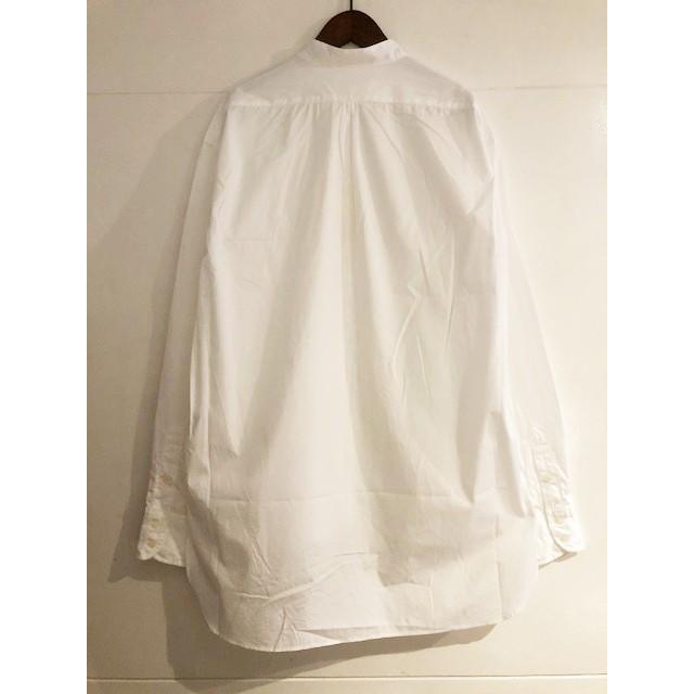 HUNIT エイチユニット Broad cloth bandcollar long sleeves shirt バンドカラーシャツ ノーカラーシャツ ベージュ日本製 裾長め｜essex｜04