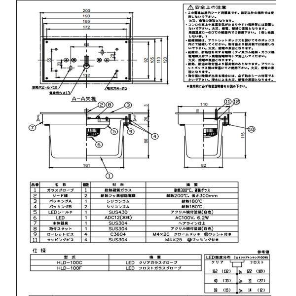 送料無料】クラコ「HLD-100F(フロスト)」厨房用フードライト耐熱 送料無料】クラコ「HLD-100F(フロスト)」厨房用フードライト耐熱