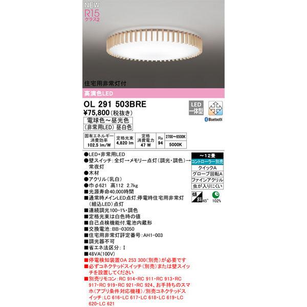 【関東限定販売】送料無料/オーデリック「OL291503BRE」和風LEDシーリングライト（〜12畳用）調光/調色/要リモコン別売/住宅用非常灯付/LED照明