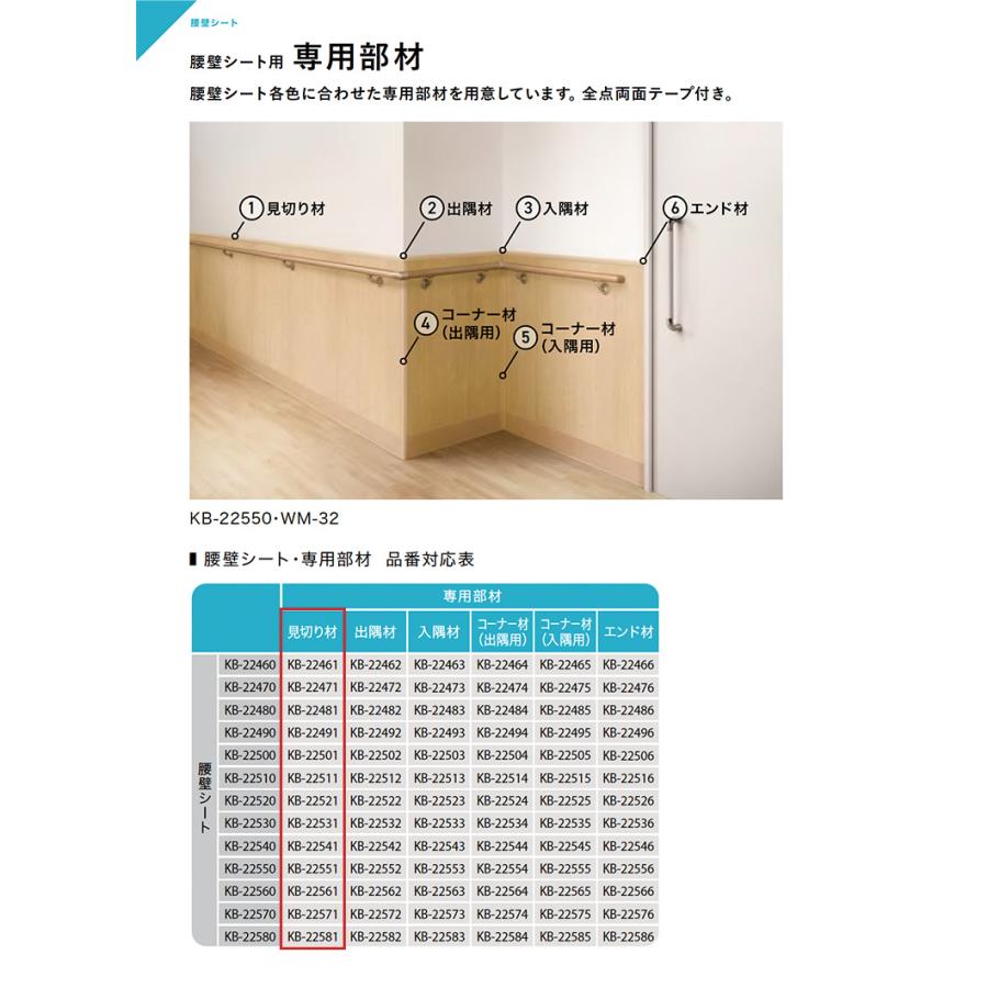 見切り材 サンゲツ S-FLOOR 2022-2024 KB-22461〜KB-22581 腰壁シート用専用部材 1ケース5本入 ※ご注文はケース単位でお願いします。｜estart｜02