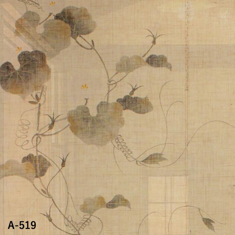暖簾 のれん 麻 万葉舎 手描きのれん 江戸琳派 朝顔夕顔図 (A-519