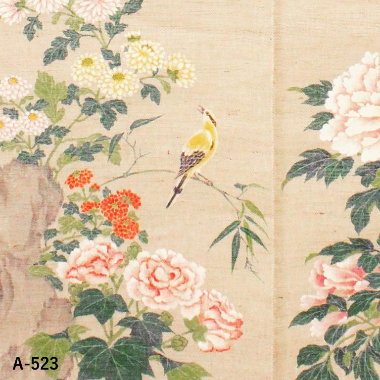送料無料 暖簾 のれん 万葉舎 手描きのれん 四季花鳥図 (A-523) サイズ