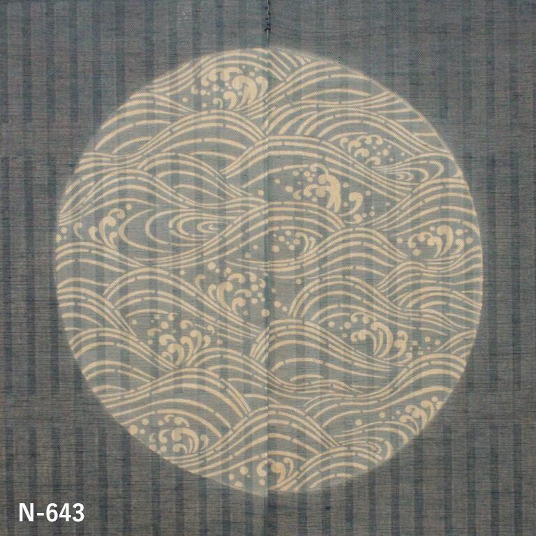 暖簾 のれん 麻 万葉舎 新古典のれん 丸に波 (N-643) サイズ：88cm