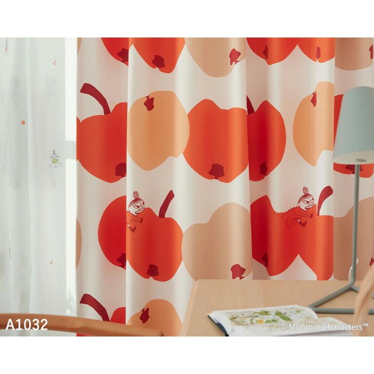 スミノエ ドレープカーテン MOOMIN リンゴガブリ！ A1032 A1033 既製