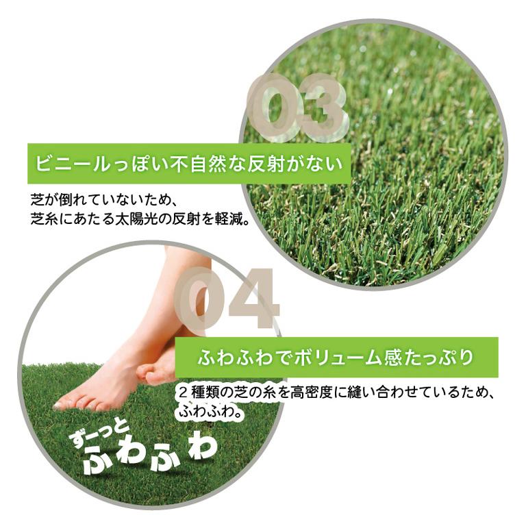 形状記憶リアル人工芝 メモリーターフ ユニオンビズ 景観用 サイズ：巾1m×長さ10m 芝丈25mm UV耐久 静電気抑制 防炎 燃えにくい お手入れ簡単 DIYの画像