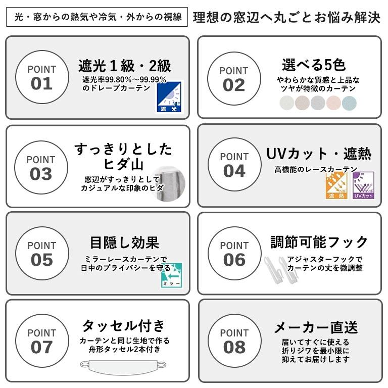 サンゲツ（SANGETSU） 遮光 1級 2級 無地 カーテン レースカーテン 4枚