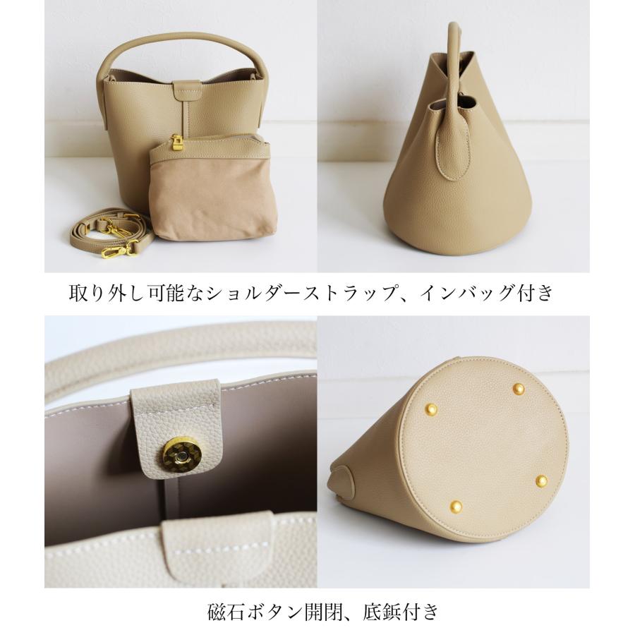 美品　現行　イビサ　バケツ型　ショルダーバッグ　オールレザー　ベージュ　限定品 LIZDAYS ショルダーバッグ レディース バケツ型 フェイクレザー