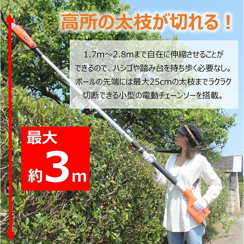 YARD FORCE 高枝切り電動チェーンソー3 プラス JPYFEPS0725 電動 