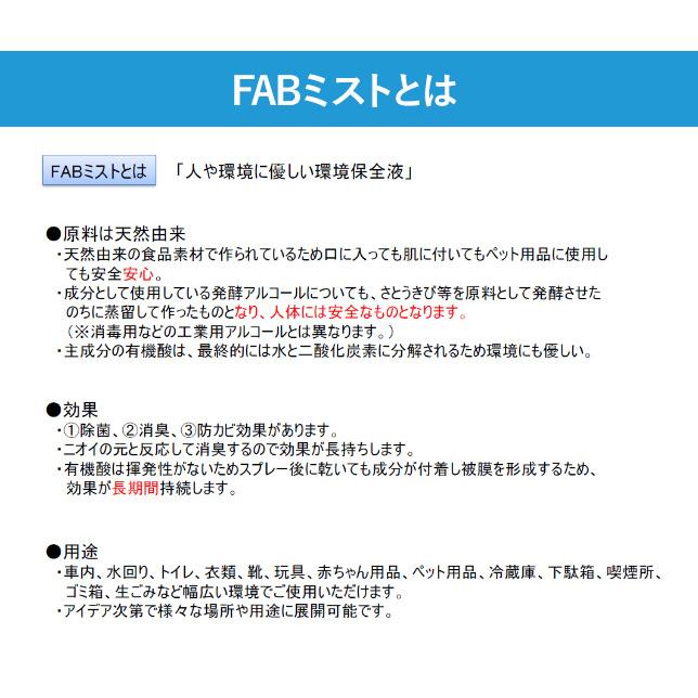 除菌 消臭 防カビ スプレー FABミスト 業務用 10L ウイルス 感染症 予防 発酵アルコール 天然由来 赤ちゃん ペット 送料無料の画像