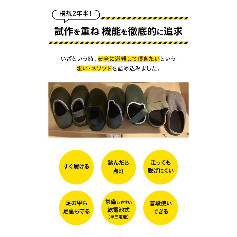 【メーカー直送/代引不可】防災のプロ監修！SONAENO 防災ライトルームシューズ 防災スリッパ 光って安心 防災用 避難 非常用 災害 停電 台風 防災グッズ 正規品の画像