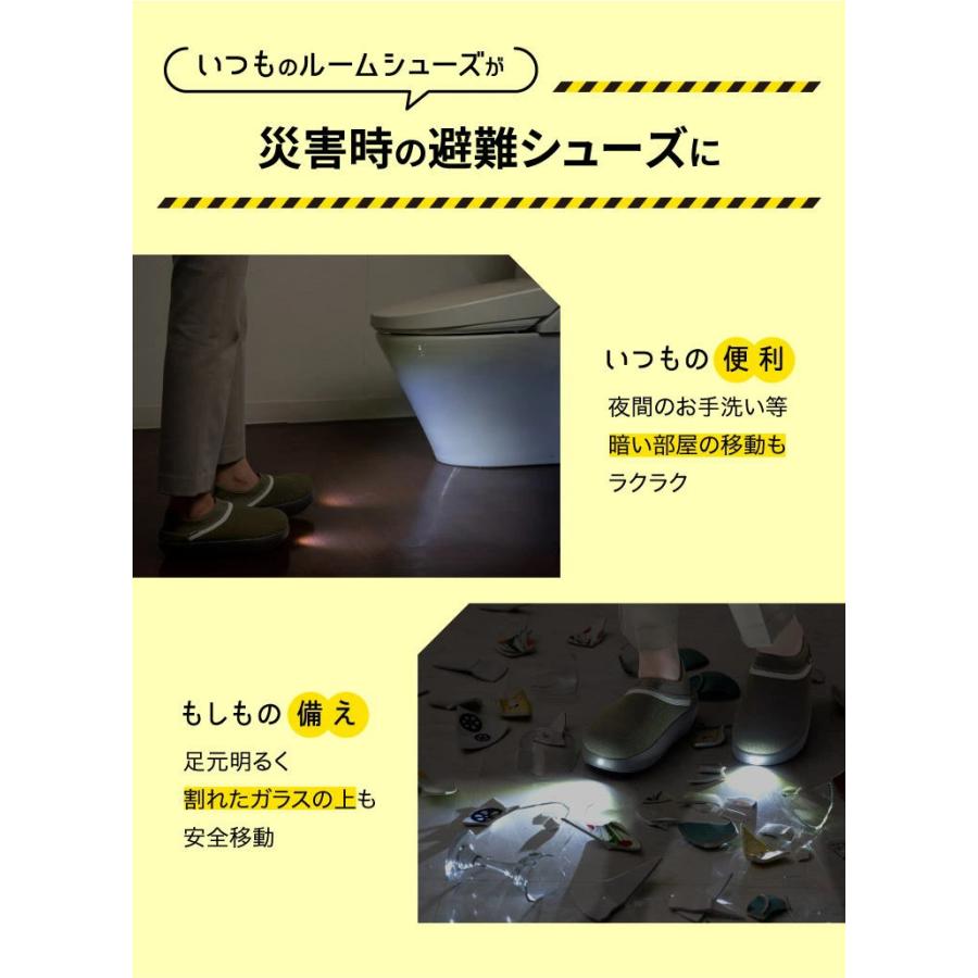 【メーカー直送/代引不可】防災のプロ監修！SONAENO 防災ライトルームシューズ 防災スリッパ 光って安心 防災用 避難 非常用 災害 停電 台風 防災グッズ 正規品の画像