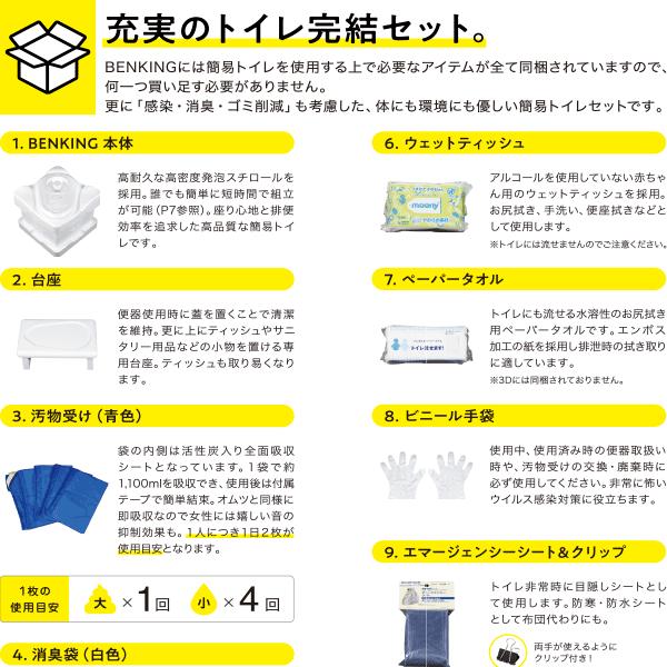 災害用組立式簡易トイレ　BENKING（ベンキング）　スリム（１４日分相当）日本製（アウトドア 長距離ドライブ 畑仕事 介護 医療現場 企業ノベルティ） |  | 02