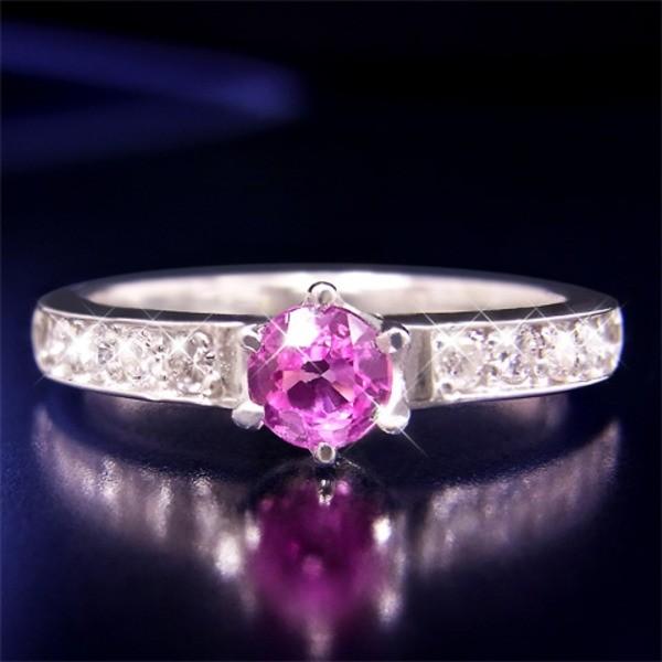 Pt100ハーフエタニティープリンセスリング(ピンクサファイア) 19号