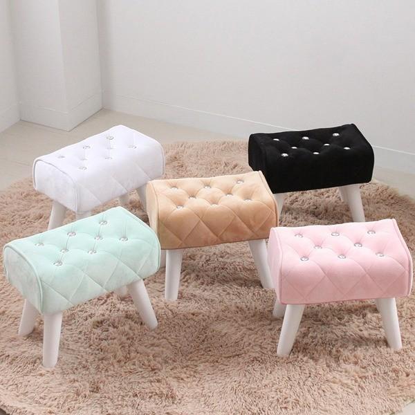 Liloudecoco リルデココ ビジュー付き オットマン キャメル フット 