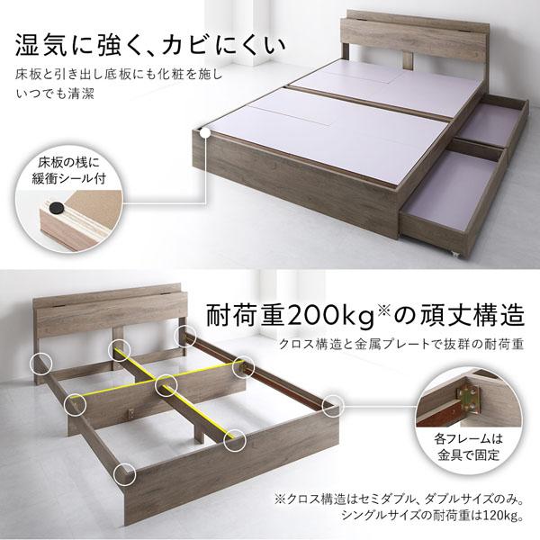 ベッド シングル ボンネルコイルマットレス付 ブラウン 宮付 収納