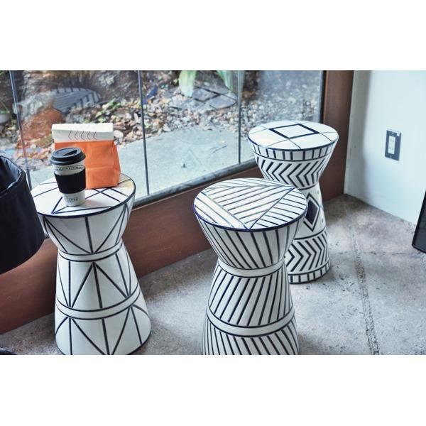 スツール オットマン 直径30×高さ45cm B 陶器製 屋外使用対応 サイド