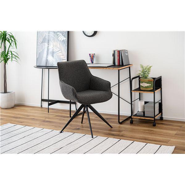 回転アームチェア ダークグレー （約W56.5×D64×H85.5×SH48cm） 組立式