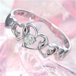 ハート透かし合計0.08ctダイヤリング 指輪 11号