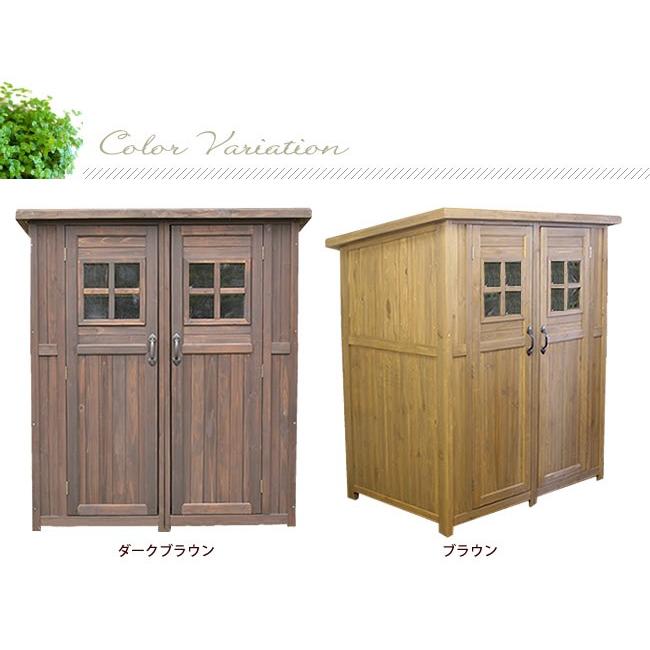 物置 木製物置 屋外用 天然木材 カントリー小屋 大 DNS-0177 ライトブラウン/ダークブラウン ガーデニンググッズ ガーデンファニチャー_3