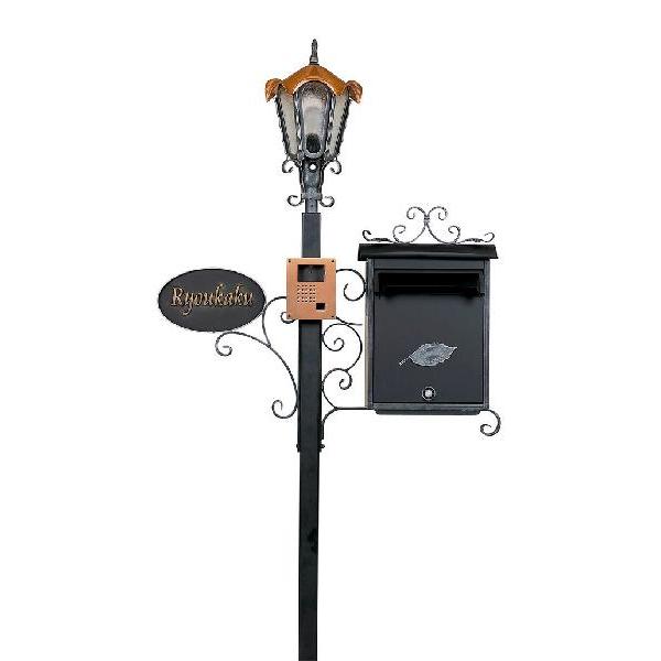 ポスト 郵便受け レトロ機能門柱 郵便ポスト デザインポスト 照明 表札 インターホン カーサー機能門柱 レトロ風 スタンドタイプ