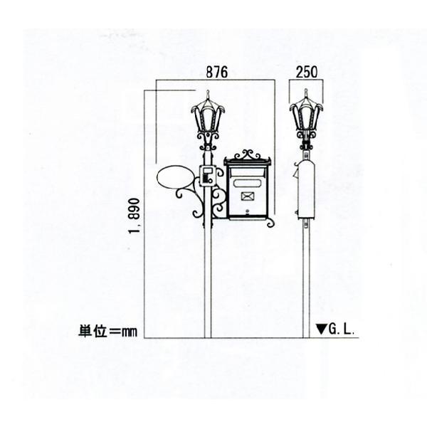 【新商品】 ポスト 郵便受け レトロ機能門柱 郵便ポスト デザインポスト 照明 表札 インターホン カーサー機能門柱 レトロ風 スタンドタイプ 【EI3088994358】(108588円)