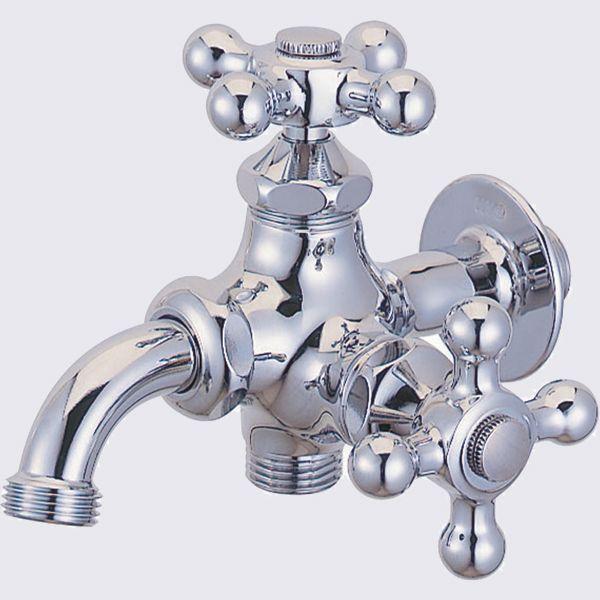 KAKUDAI ステンレス立水栓と二口蛇口 立水栓 水栓柱 カクダイ KAKUDAI