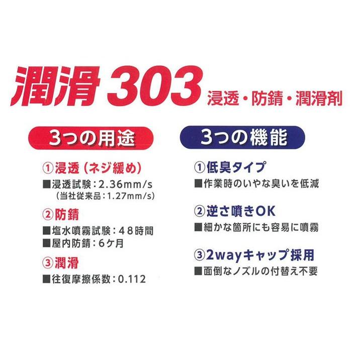 潤滑材 潤滑 スプレー303 420ml １本 防錆 イチネンケミカルズ NX303 低臭 逆さ噴き 2wayキャップ バイク サビ 自転車｜estoah｜02