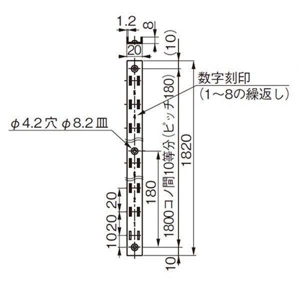 棚柱 金具 レール 棚受けレール 棚受け金具 ステンレス 重量用 SPHL