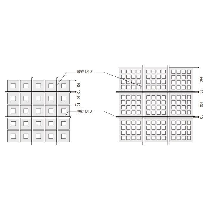 ブロック塀　アプローチ　エントランス　ポーラスブロック100コーナー　16個セット単位　ハナワ　デントE（配筋溝あり・1面フラット）　屋外壁　diy