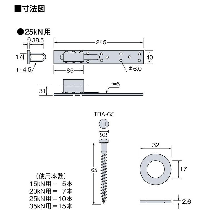 オメガー ビスどめホールダウンU 25kN用 AF4246 25個単位 平 オメガー ビスどめホールダウンU 25kN用 AF4246 25個単位 平