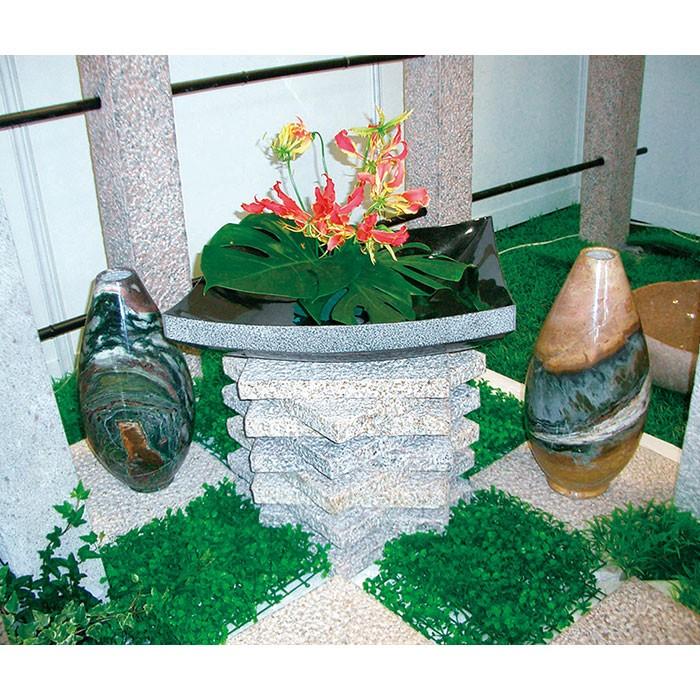 立水栓 パン ガーデンパン 石の水板 山西黒 手洗い鉢 水栓柱に