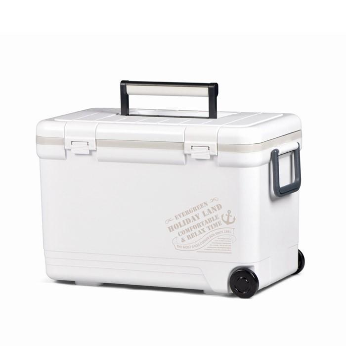 クーラーボックス 大型 保冷 ホリデー ランド クーラー 27L 500ml×24本分 ホワイト 保冷力 発泡材 取手 日本製 クーラーバッグ ショルダーベルト付きの画像
