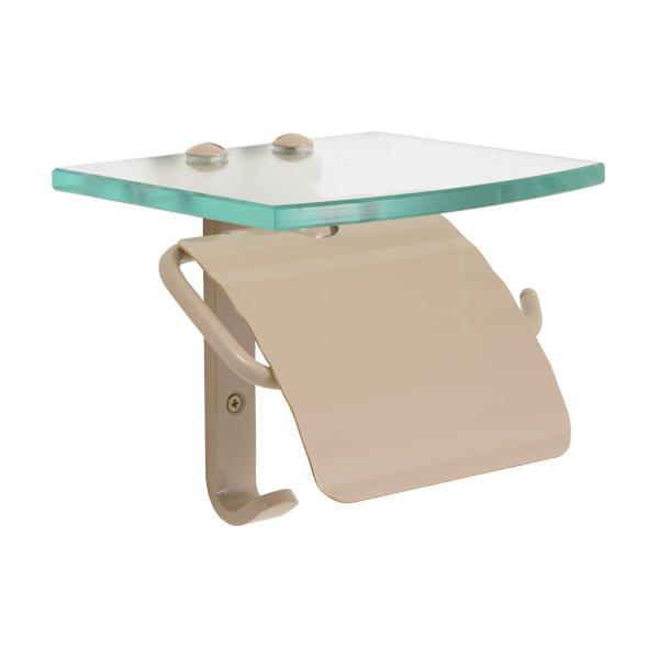 トイレットペーパーホルダー おしゃれ 真鍮 高級 ガラスシェル トイレ用ペーパーホルダー 付 棚 ベージュ シングル Tph おしゃれ To5046 Otk Eg ベージュ 幅150mm エストアホーム アースグレー仕上げ Estoah Home ガラスシェルフs ミルクティー